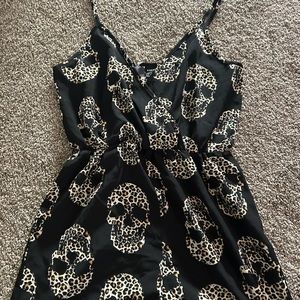 SHEIN Skull and Cheetah Print Black Romper Women’s Size Small.